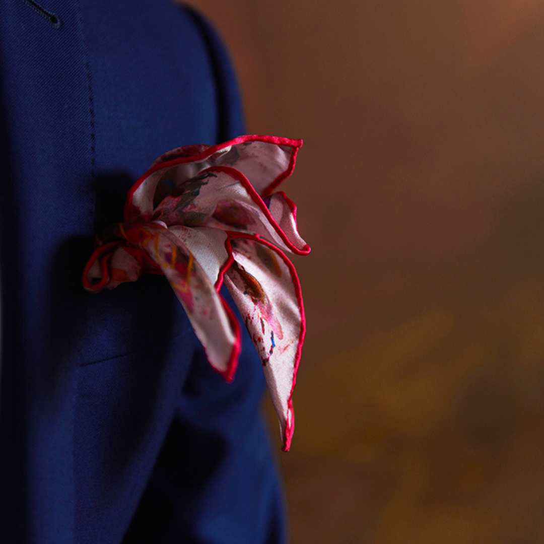 Mulberry Silk Pocket Square | Art by SL | Art to wear 100% Silk Square | Nathon Kong