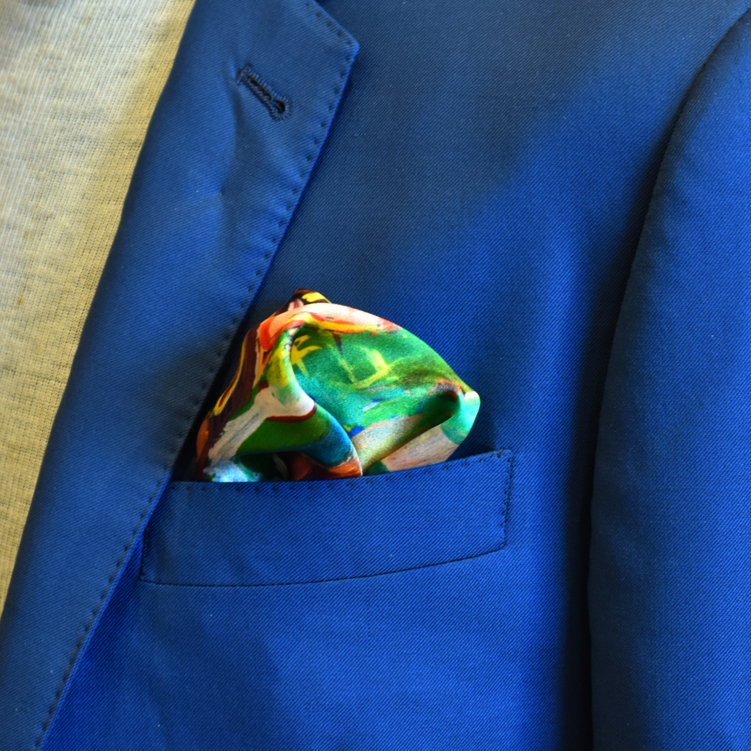 Silk Pocket Square with art | Designer Nathon Kong | Canada 