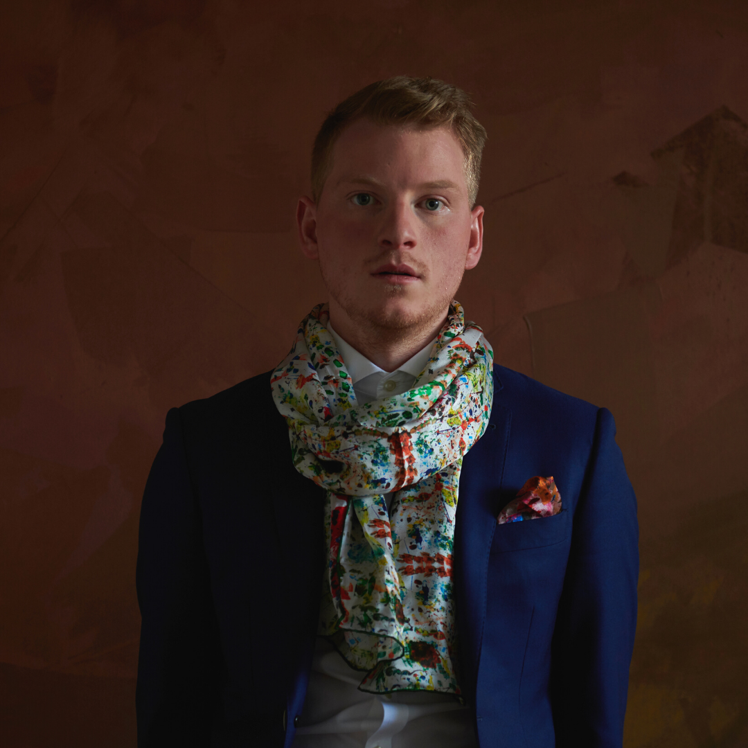 100% Mulberry Silk Scarf with original printed artwork | Fashion Designer Scarves Nathon Kong | Canada